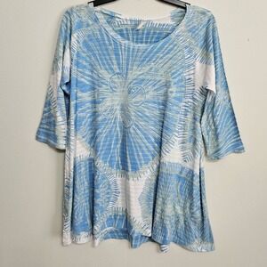 Atelier 5 by Gozde Yilmaz Floral Artsy Casual Ladies Tunic Top Size M Beachy